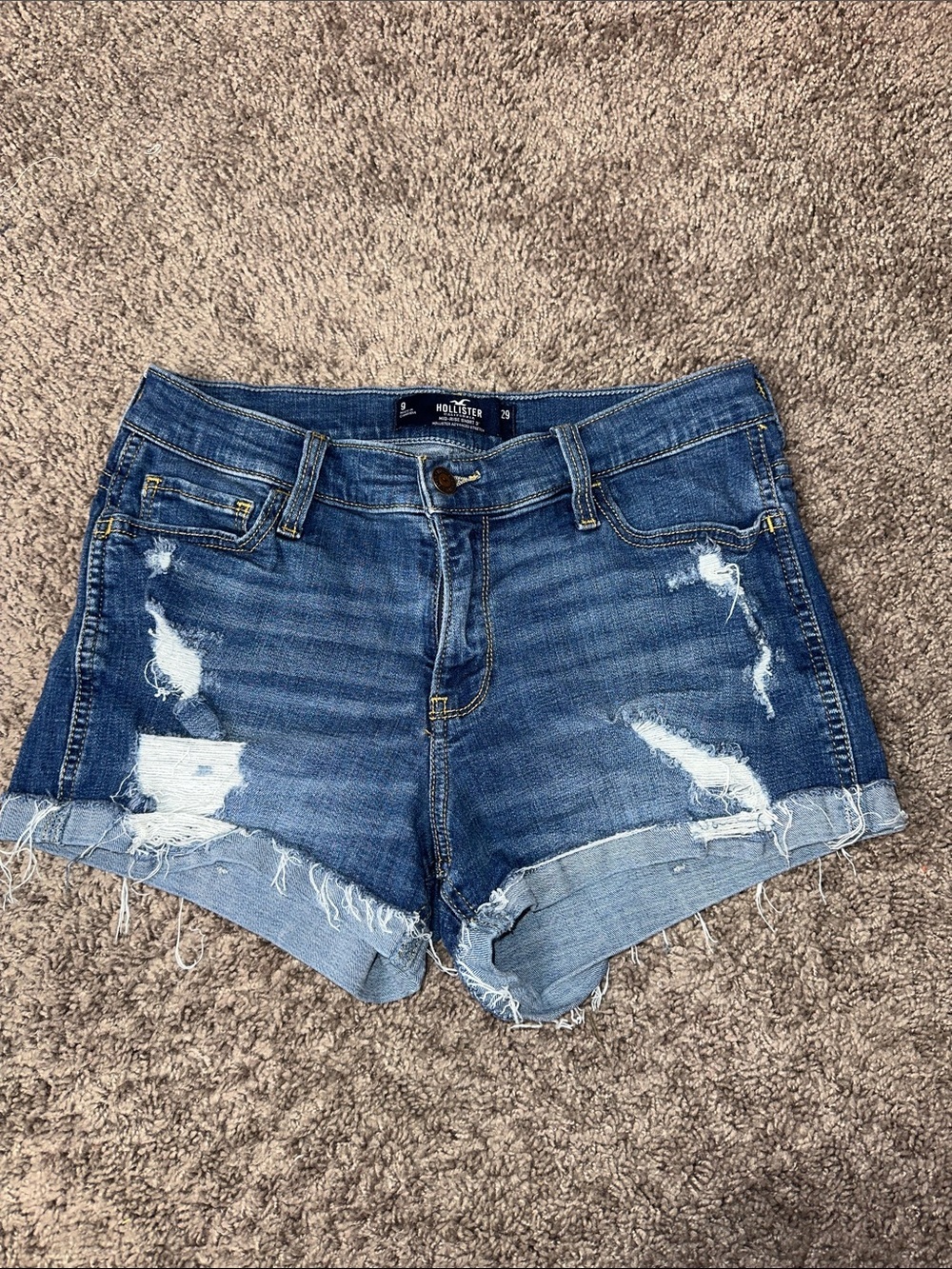 Hollister Women's Blue Distressed Denim Cutoff Shorts